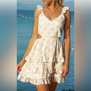 Yellow floral cut out Sundress XL